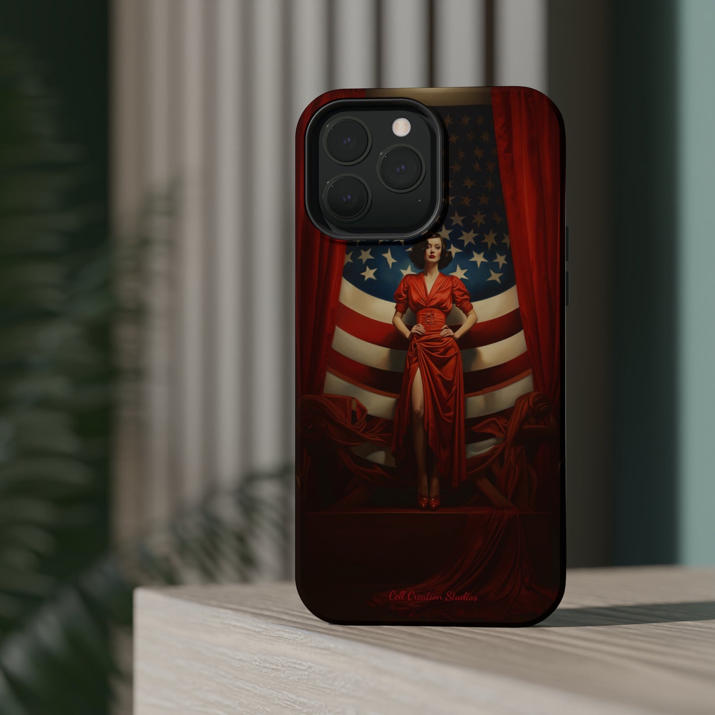 Introducing the "Vintage Glamour" Cell Phone Case – Step into 1920s Elegance with a Patriotic Twist! -MagSafe Tough Cases