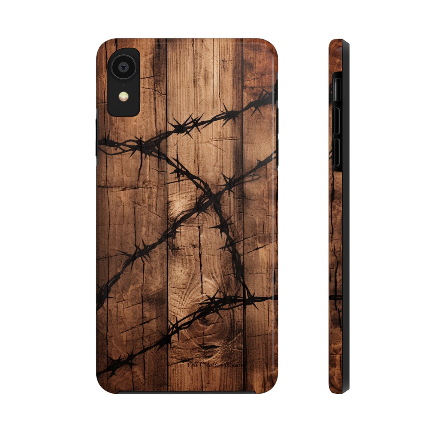 "Elegant Barb Wire on Wood" Embrace Rustic Style -Tough Phone Cases