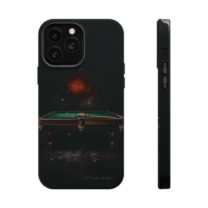 "Rack 'Em Up in Style: Pool Table-Themed Phone Case with Space Background" -MagSafe Tough Cases