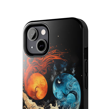 "Harmony in Contrast: Orange and Blue Yin and Yang Phone Case" -Tough Phone Cases