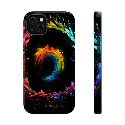 "Vibrant Swirls Painted on Black" Cell Phone Case -MagSafe Tough Cases