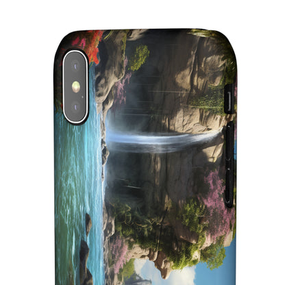 Introducing the "Nature's Cascade" Cell Phone Case – Capture Majestic Beauty with Rock Cliffs and Waterfall! -Snap Cases