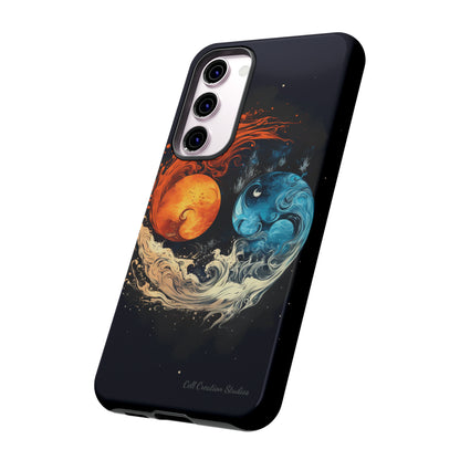 "Harmony in Contrast: Orange and Blue Yin and Yang" Phone Case -Tough Cases