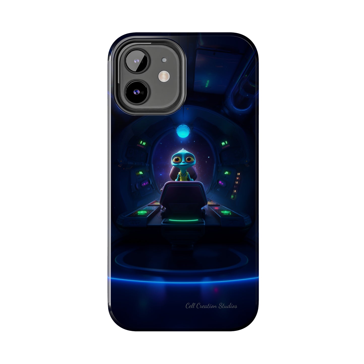 The "Galactic Buddy" Blue Alien Spaceship Phone Case -Tough Phone Cases