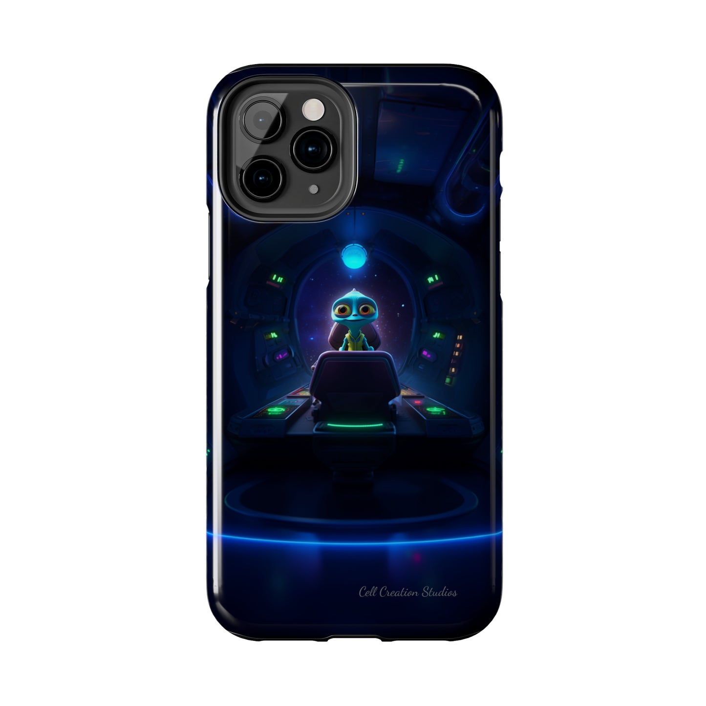 The "Galactic Buddy" Blue Alien Spaceship Phone Case -Tough Phone Cases