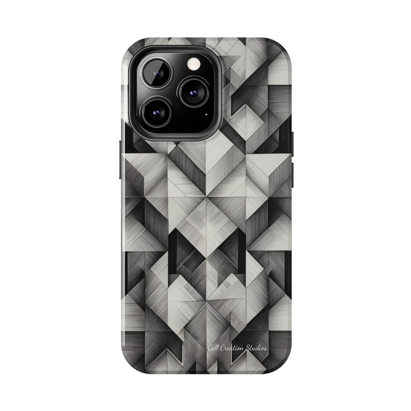 The "Black and White Geometric Pattern" Cell Phone Case- Elevate Your Phone's Style-Tough Phone Cases