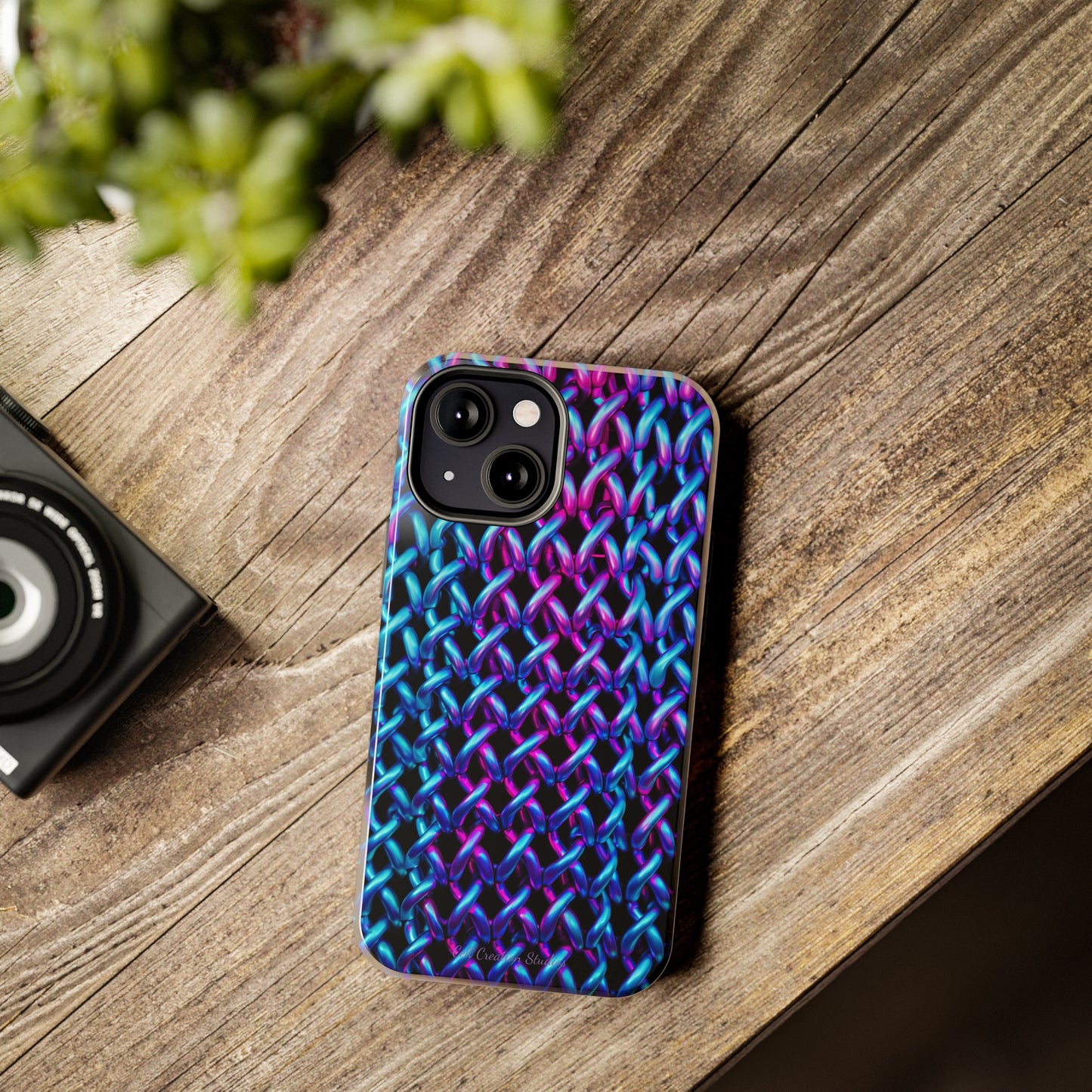 Introducing the "Neon Chainlink Glow" Cell Phone Case – Illuminate Your Style with Vibrant Chain Pattern Design -Tough Phone Cases