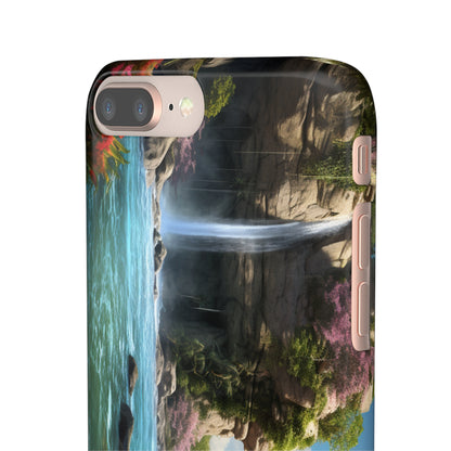 Introducing the "Nature's Cascade" Cell Phone Case – Capture Majestic Beauty with Rock Cliffs and Waterfall! -Snap Cases