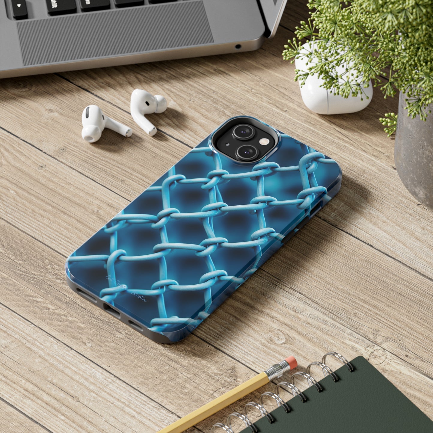 Introducing the "Elegant Chainlink" Cell Phone Case – Embrace Contemporary Style with Blue Chain Link Design -Tough Phone Cases