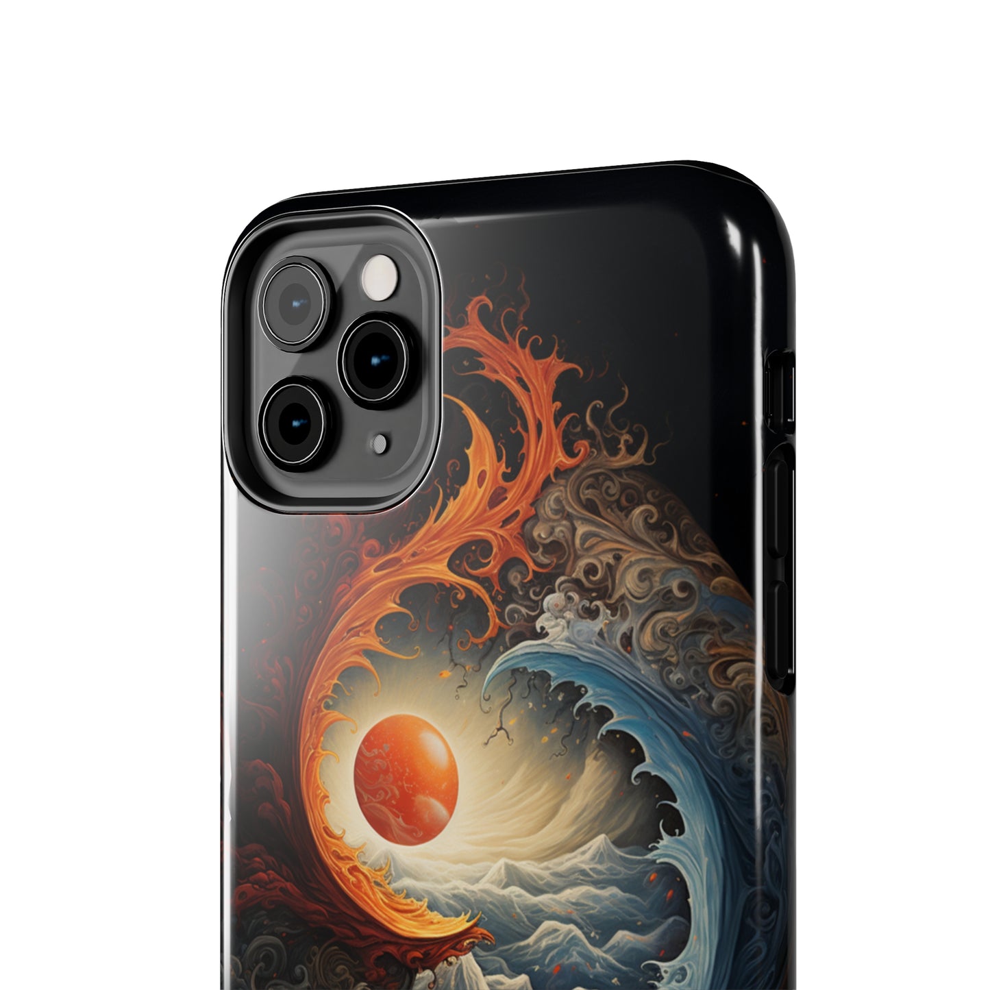 "Dual Elements Clash: Fire and Water Abstract" Phone Case -Tough Phone Cases