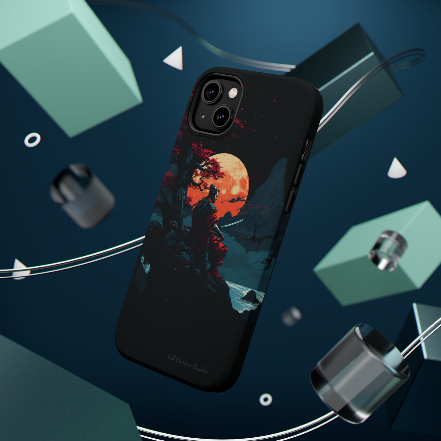 Introducing the "Moonlit Samurai Serenity" Cell Phone Case – Embrace Elegance and Strength -MagSafe Tough Cases