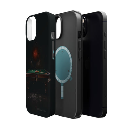 "Rack 'Em Up in Style: Pool Table-Themed Phone Case with Space Background" -MagSafe Tough Cases