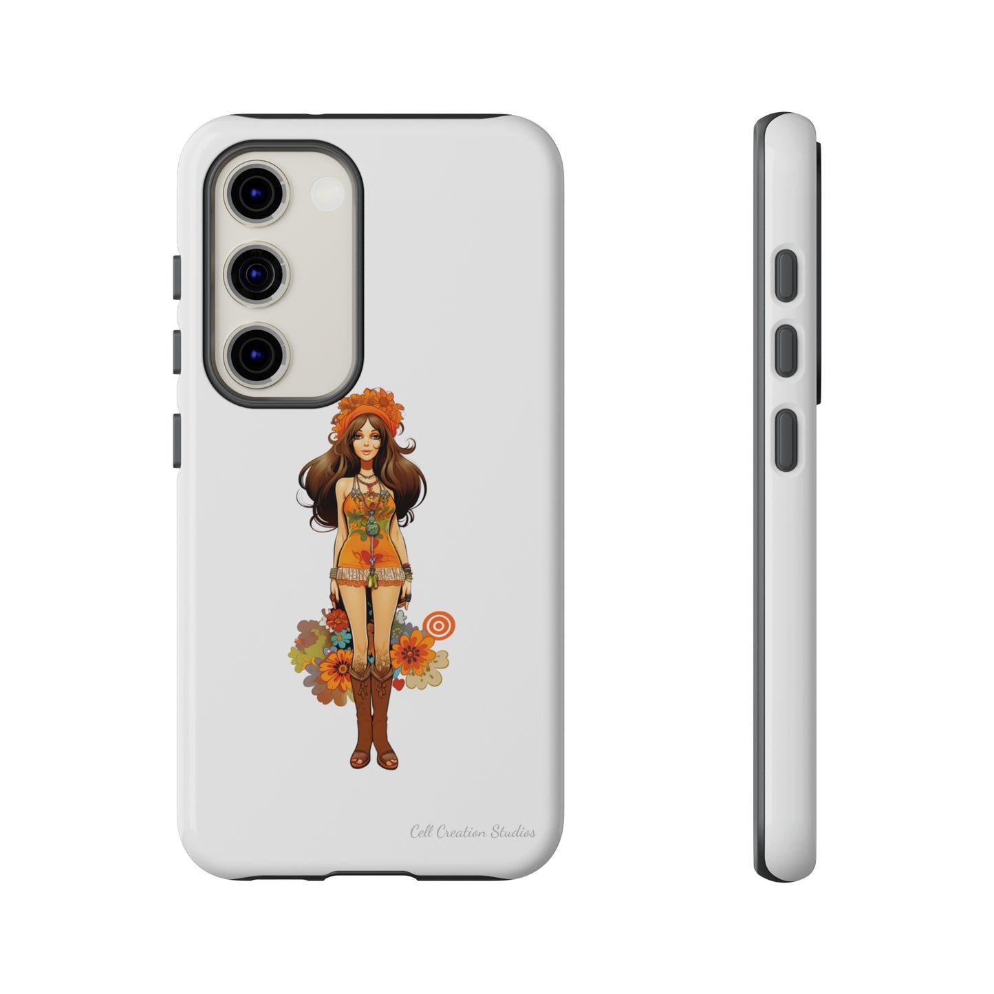 Introducing the "Groovy Hippie Chick" Cell Phone Case – Peace, Love, and Retro Style -Tough Cases