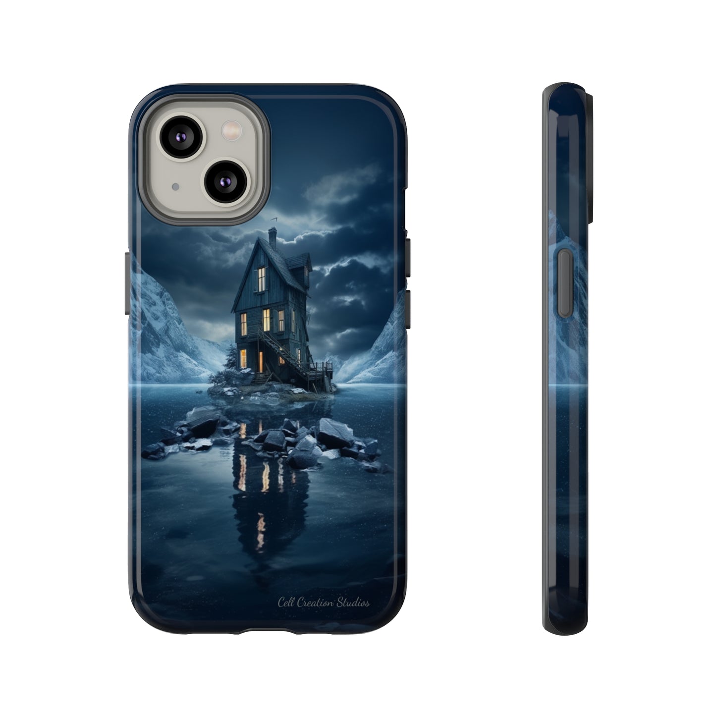 "Mountain Retreat" Winter Lake Cell Phone Cover – Capture the Tranquil Beauty!