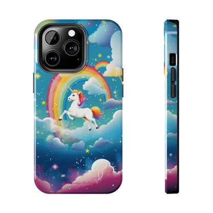 Introducing the "Rainbow Soar" Cell Phone Case – Embark on a Whimsical Journey with a Flying Unicorn -Tough Phone Cases