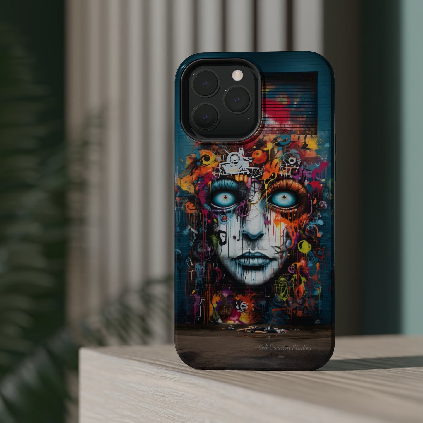 Elevate Your Style with our "Graffiti Face Concrete Wall" Phone Case -MagSafe Tough Cases