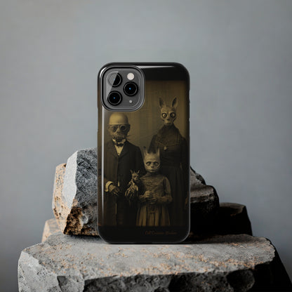 Introducing the "Vintage Odd Creatures" Cell Phone Case – Step into the Eerie Charm of a Haunting Family Portrait -Tough Phone Cases