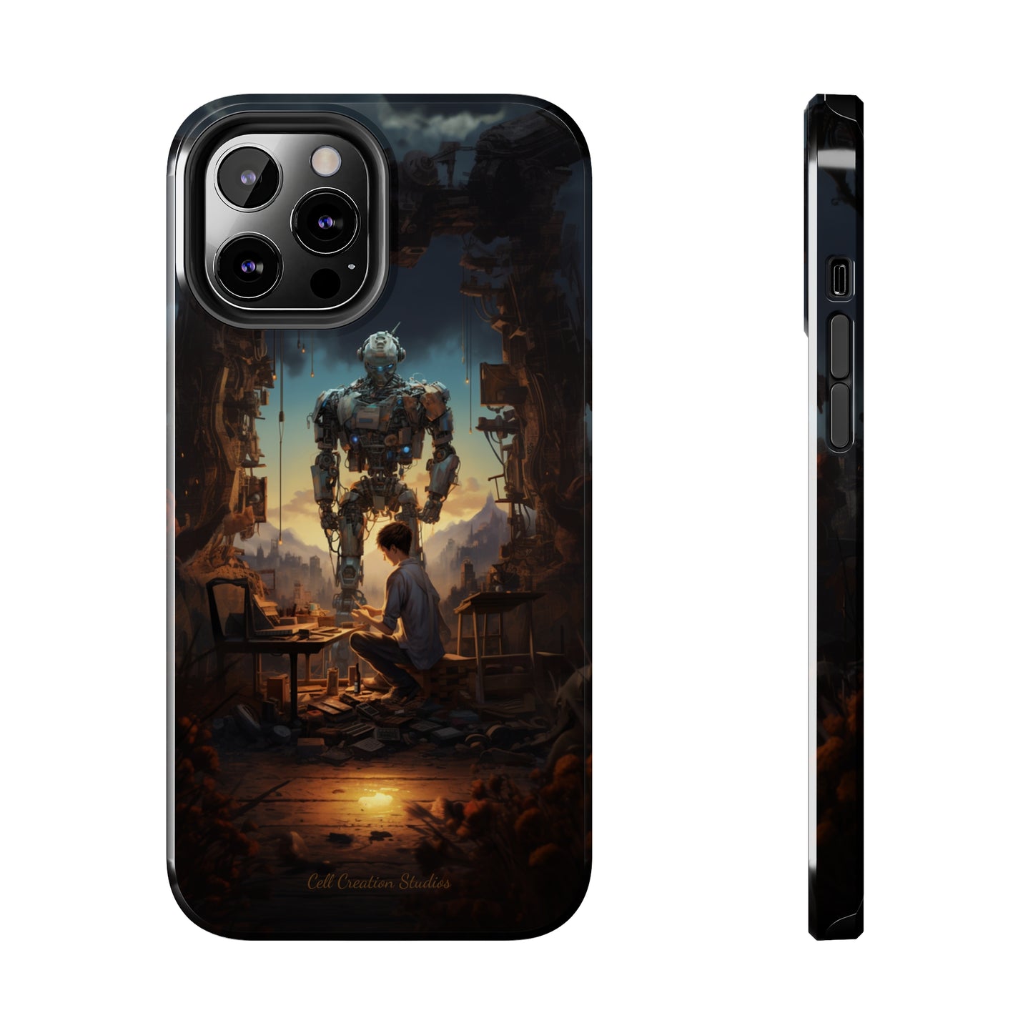 Introducing the "Mechanical Bond" Cell Phone Case – Witness a Captivating Moment of Giant Robot and Boy -Tough Phone Cases