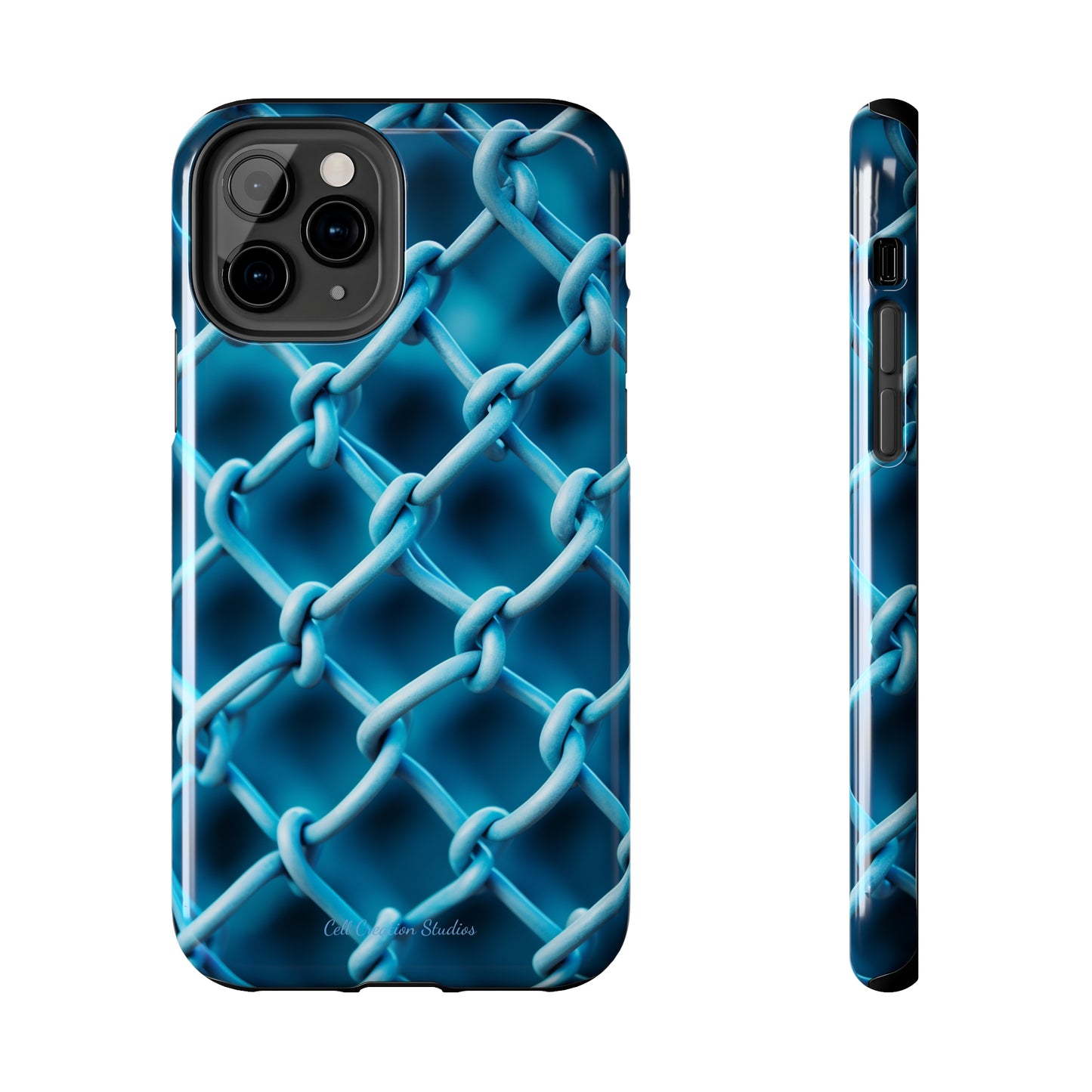 Introducing the "Elegant Chainlink" Cell Phone Case – Embrace Contemporary Style with Blue Chain Link Design -Tough Phone Cases