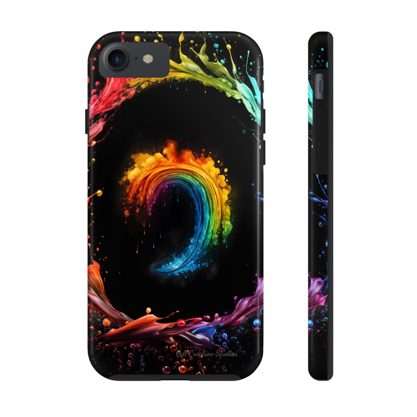 "Vibrant Swirls Painted on Black" Cell Phone Case -Tough Phone Cases