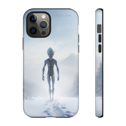 Introducing the "Frosty Extraterrestrial" Cell Phone Case – Embrace Alien Intrigue Amidst the Snowscape -Tough Cases