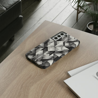 The "Black and White Geometric Pattern" Cell Phone Case- Elevate Your Phone's Style -Tough Cases