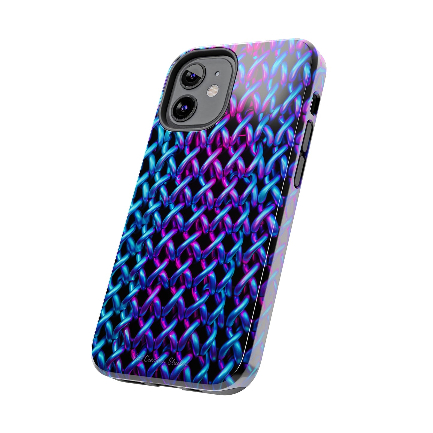 Introducing the "Neon Chainlink Glow" Cell Phone Case – Illuminate Your Style with Vibrant Chain Pattern Design -Tough Phone Cases