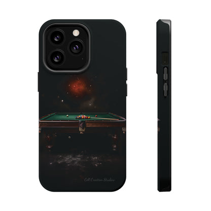 "Rack 'Em Up in Style: Pool Table-Themed Phone Case with Space Background" -MagSafe Tough Cases