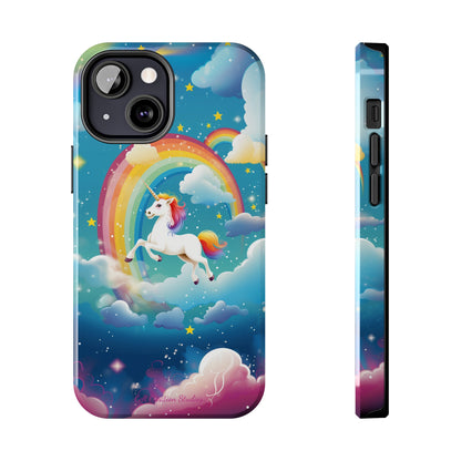 Introducing the "Rainbow Soar" Cell Phone Case – Embark on a Whimsical Journey with a Flying Unicorn -Tough Phone Cases