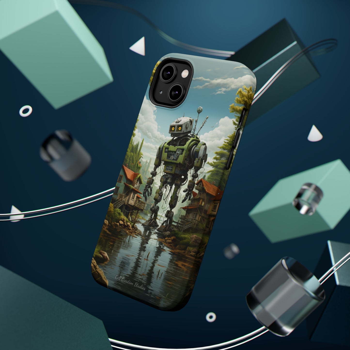 Introducing the "Robo-Rescue" Cell Phone Case – Witness a Heartwarming Scene of Robot Seeking Assistance -MagSafe Tough Cases