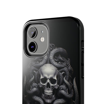 Introducing the "Monochrome Skull and Snakes" Cell Phone Case – A Bold Statement -Tough Phone Cases