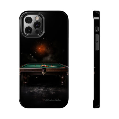 "Rack 'Em Up in Style: Pool Table-Themed Phone Case with Space Background" -Tough Phone Cases