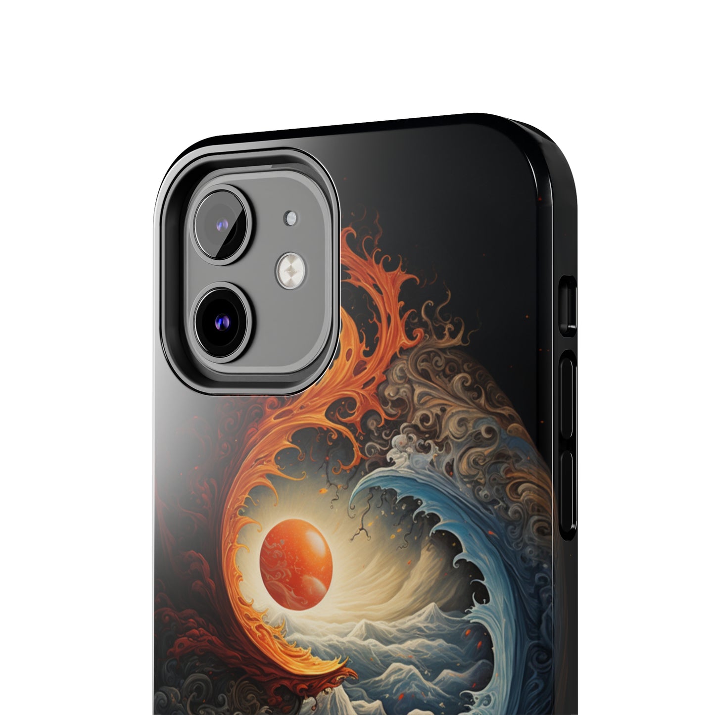 "Dual Elements Clash: Fire and Water Abstract" Phone Case -Tough Phone Cases