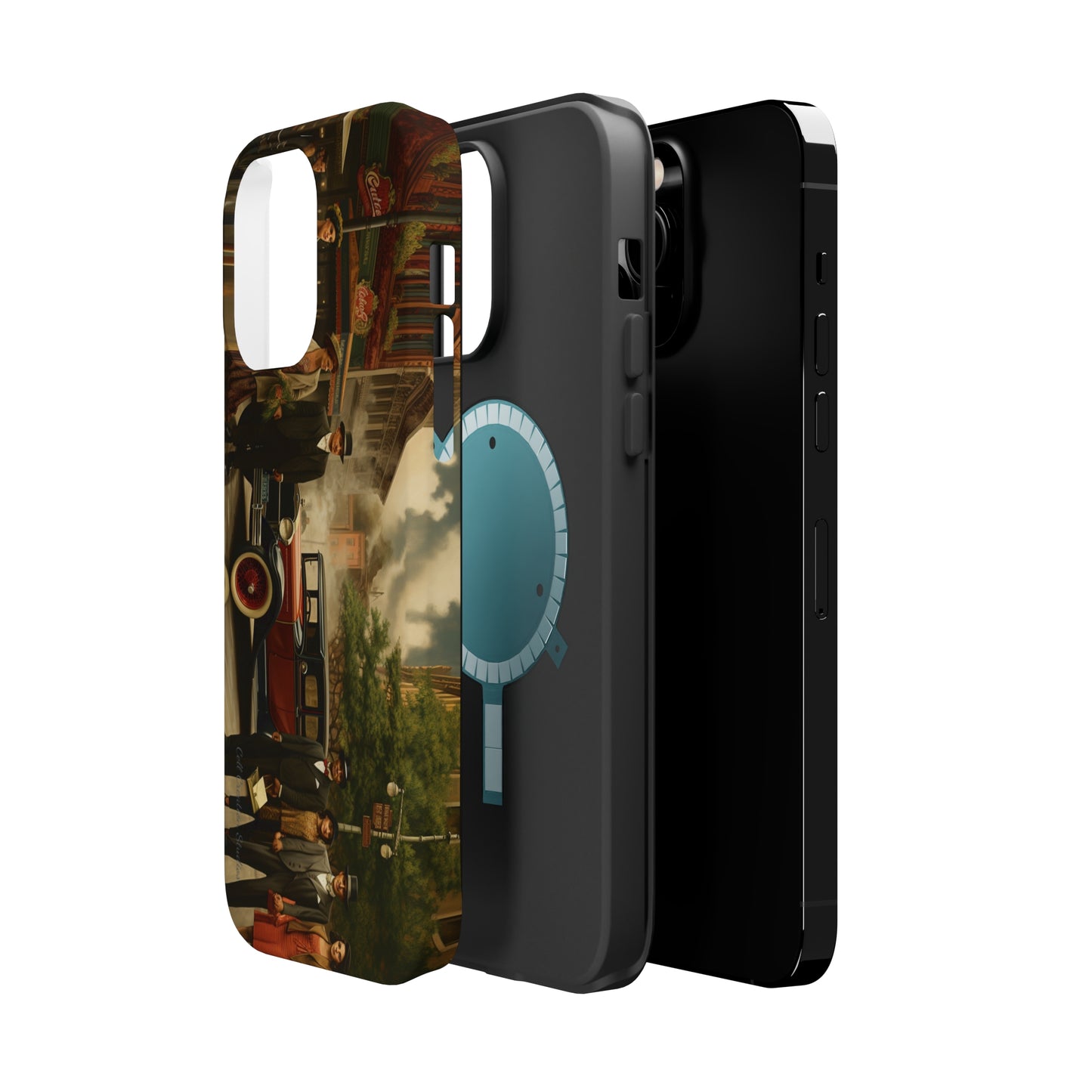 Introducing the "1920s Americana Revival" Cell Phone Case – Step into Nostalgic Elegance with a Vintage Street Scene! -MagSafe Tough Cases