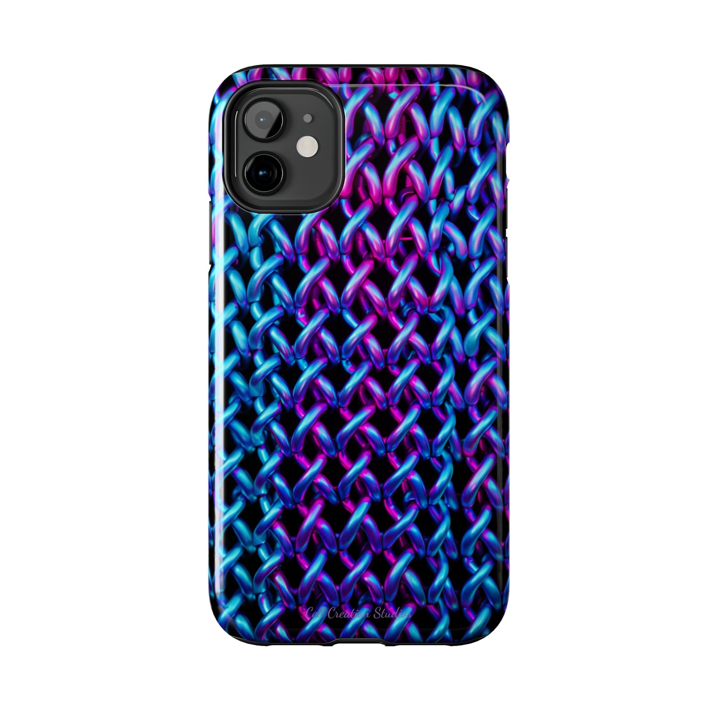 Introducing the "Neon Chainlink Glow" Cell Phone Case – Illuminate Your Style with Vibrant Chain Pattern Design -Tough Phone Cases