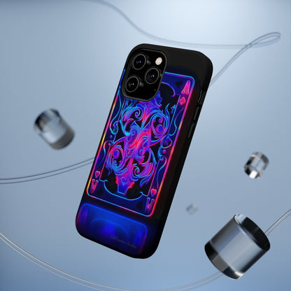 Introducing the "Neon Ace of Hearts" Cell Phone Case – Elevate Your Style with a Dazzling Card -MagSafe Tough Cases