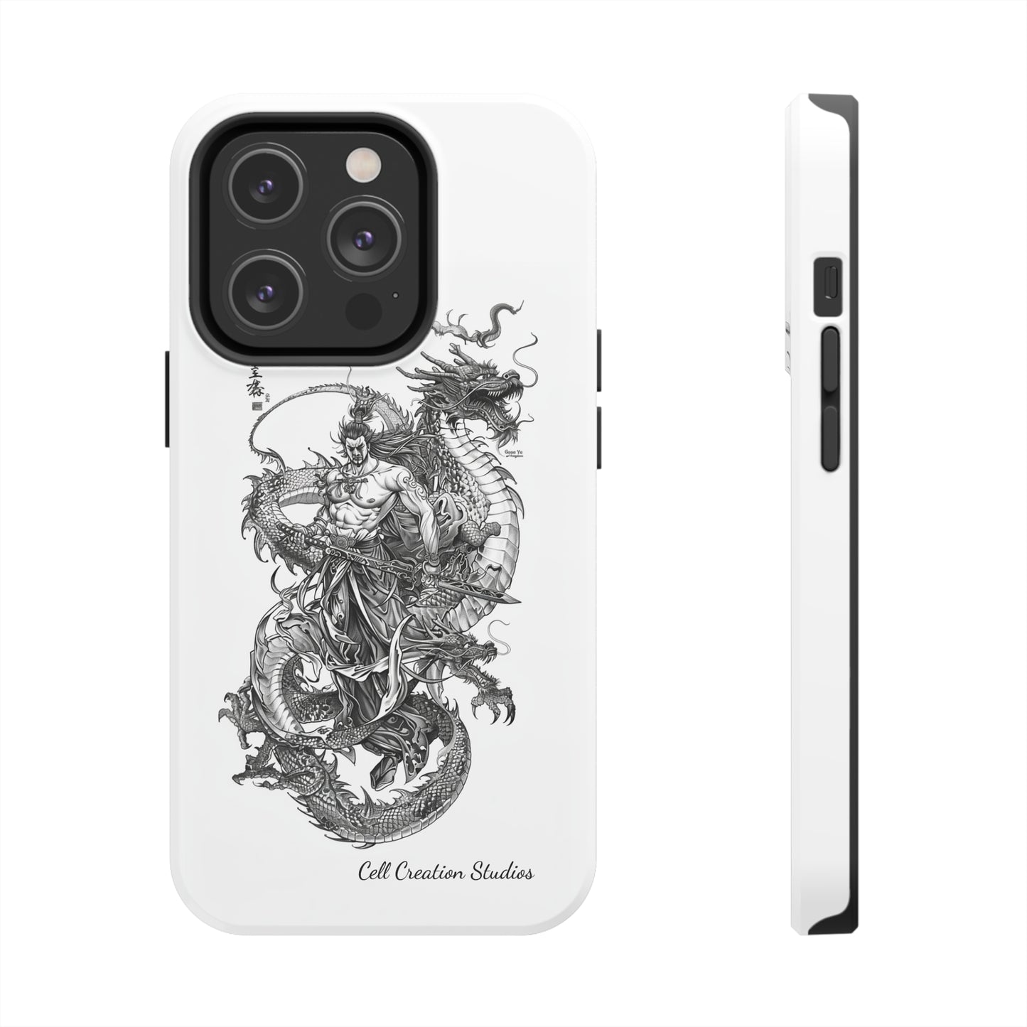 "Samurai and Dragon Sketch" -Tough iPhone Cases