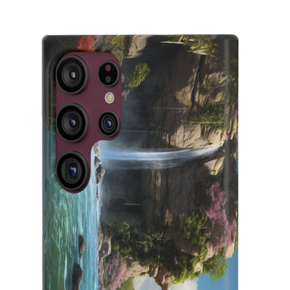 Introducing the "Nature's Cascade" Cell Phone Case – Capture Majestic Beauty with Rock Cliffs and Waterfall! -Snap Cases