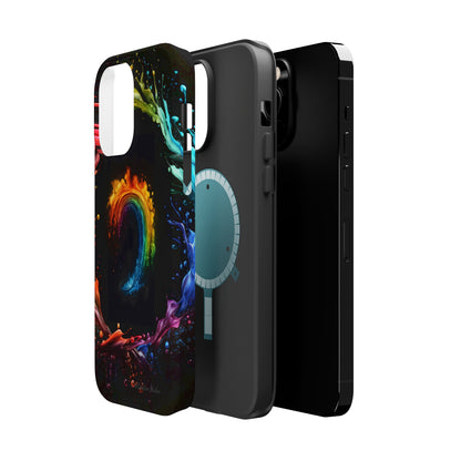 "Vibrant Swirls Painted on Black" Cell Phone Case -MagSafe Tough Cases