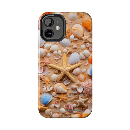 "Seaside Serenity Phone Case: Starfish and Seashells" -Tough Phone Cases