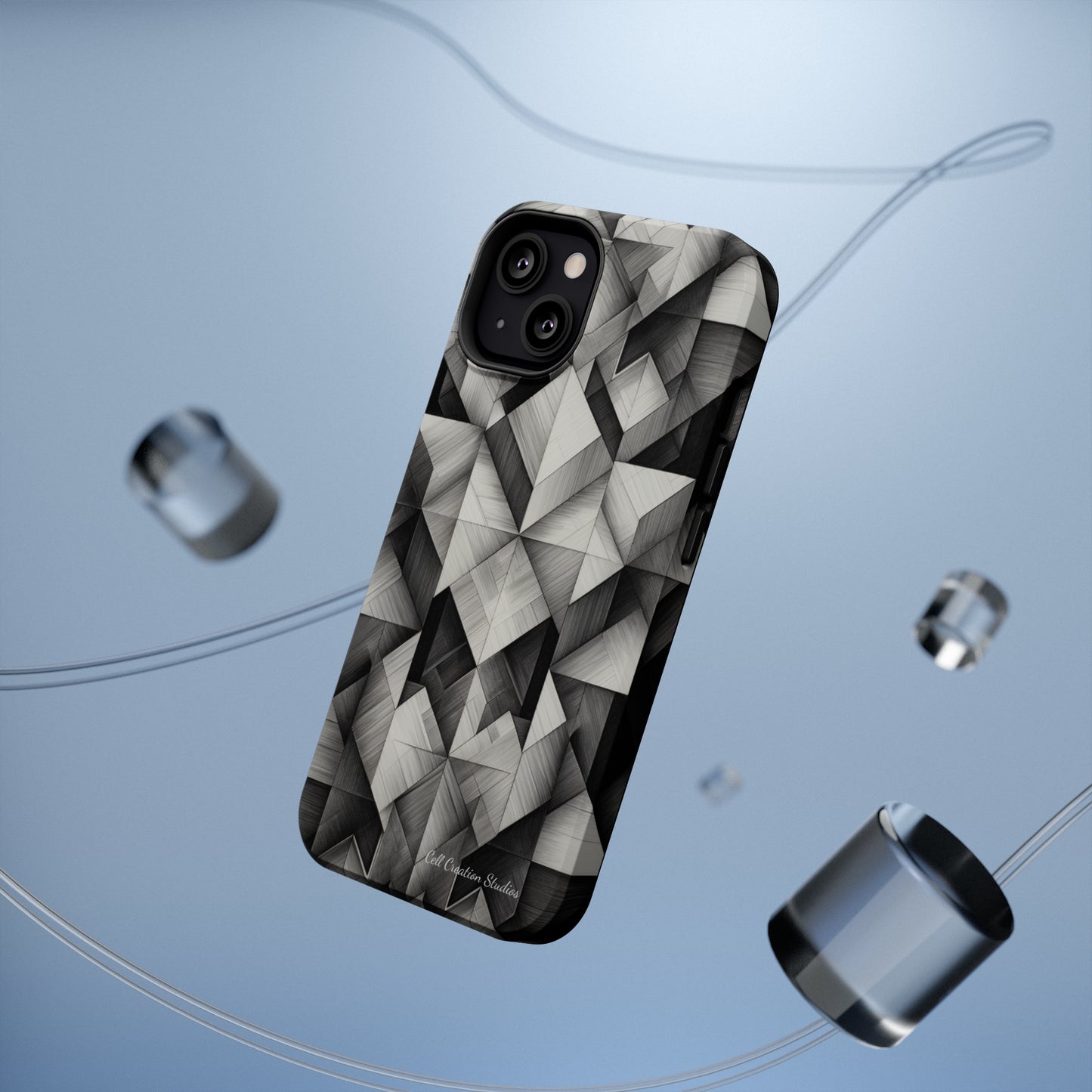 The "Black and White Geometric Pattern" Cell Phone Case- Elevate Your Phone's Style -MagSafe Tough Cases