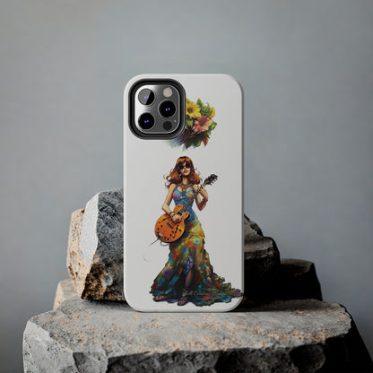 Introducing the "Hippie Chick Groove" Cell Phone Case – Retro Vibes and Musical Delight -Tough Phone Cases