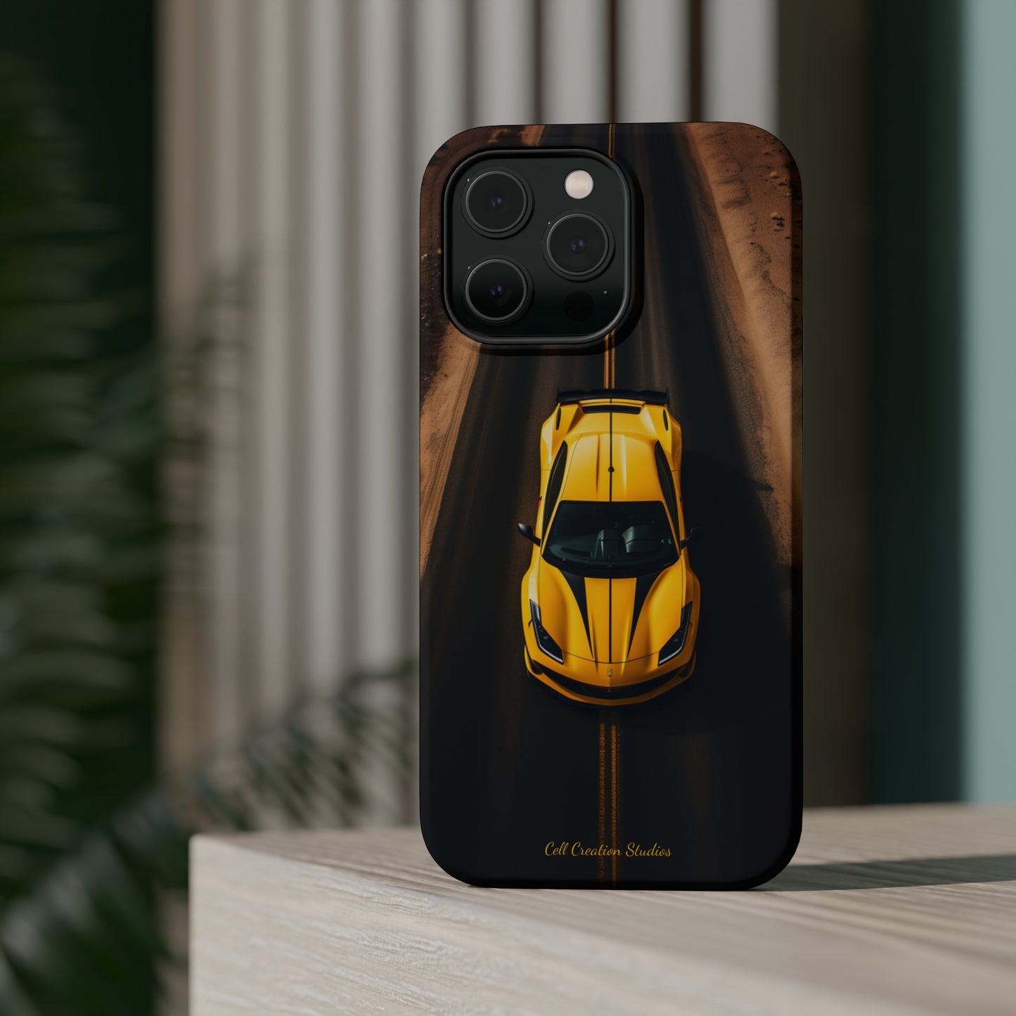 Introducing the "Desert Speedster" Cell Phone Case – Feel the Thrill of a Ferrari Racing through the Desert! -MagSafe Tough Cases