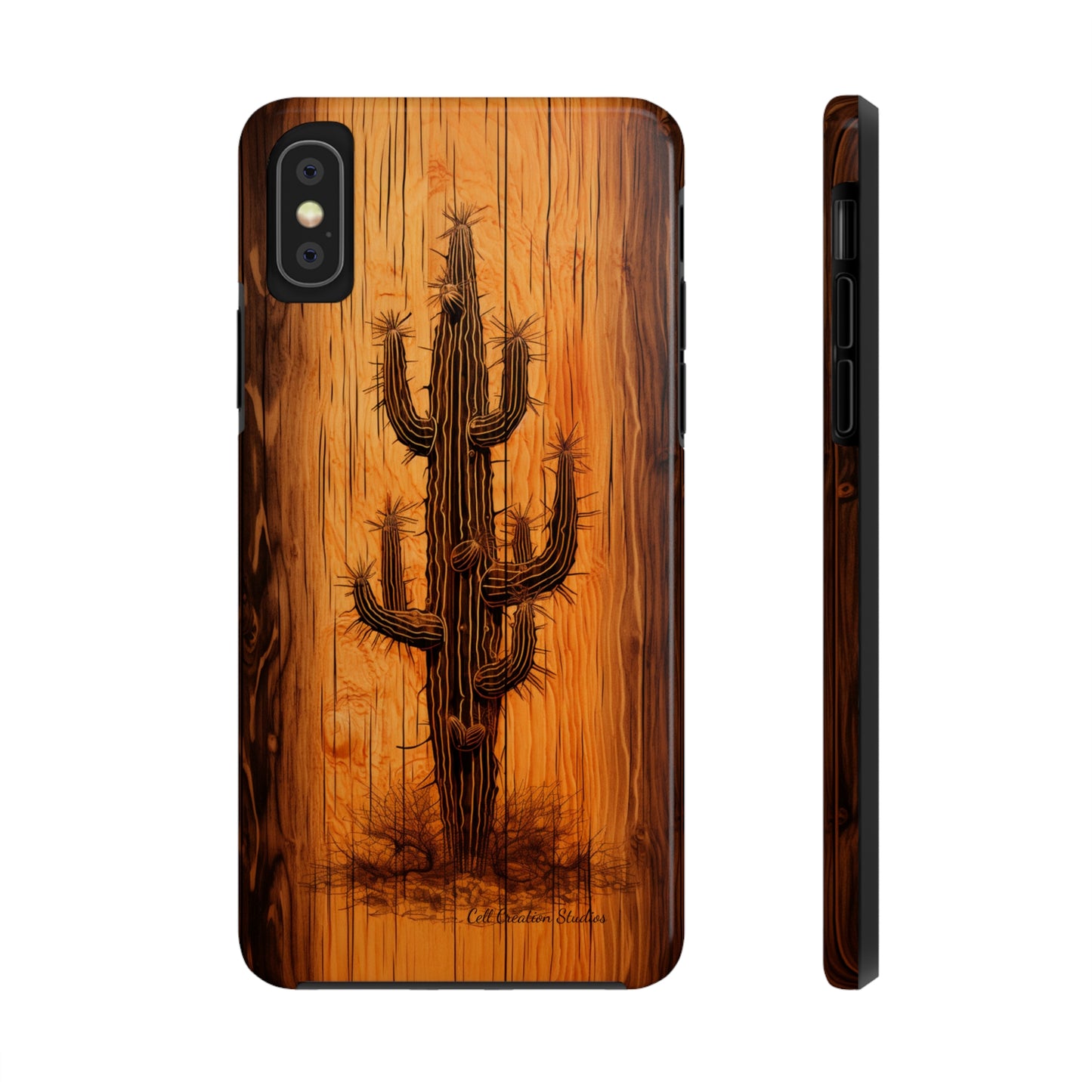 "Cactus Burnt Wood" Phone Case -Tough Phone Cases