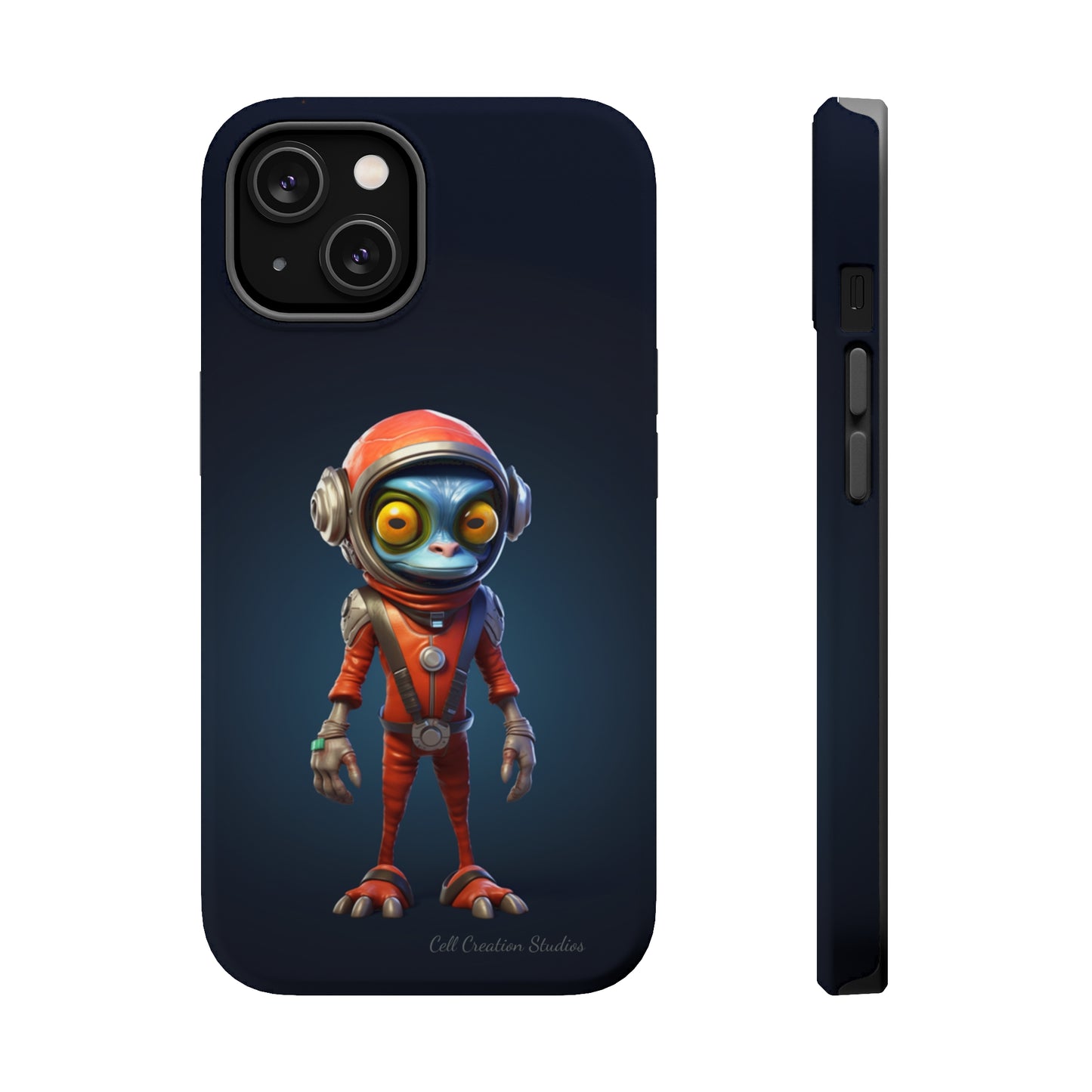 The "AstroGuard" Animated Blue Alien Astronaut Phone Case -MagSafe Tough Cases