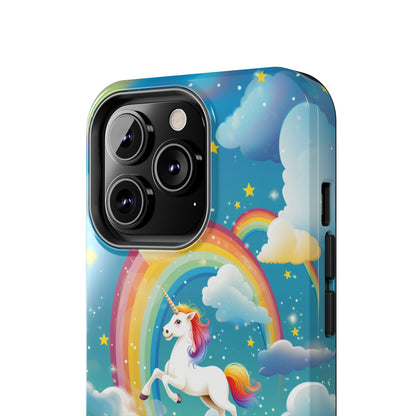 Introducing the "Rainbow Soar" Cell Phone Case – Embark on a Whimsical Journey with a Flying Unicorn -Tough Phone Cases