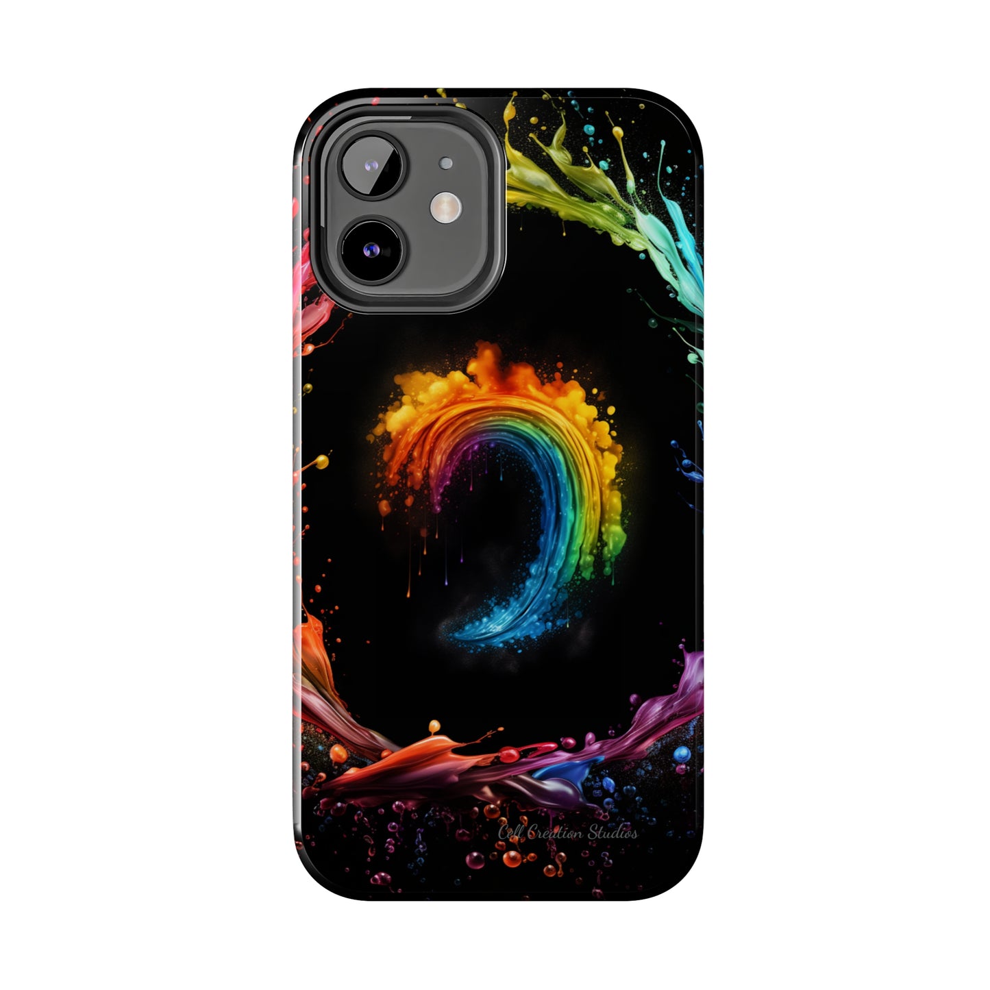 "Vibrant Swirls Painted on Black" Cell Phone Case -Tough Phone Cases