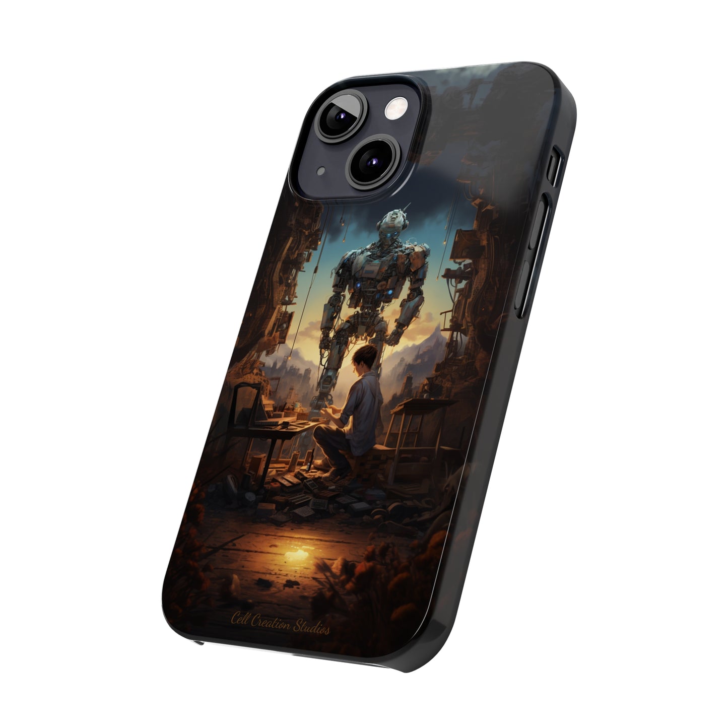 Introducing the "Mechanical Bond" Cell Phone Case – Witness a Captivating Moment of Giant Robot and Boy -Slim Phone Cases