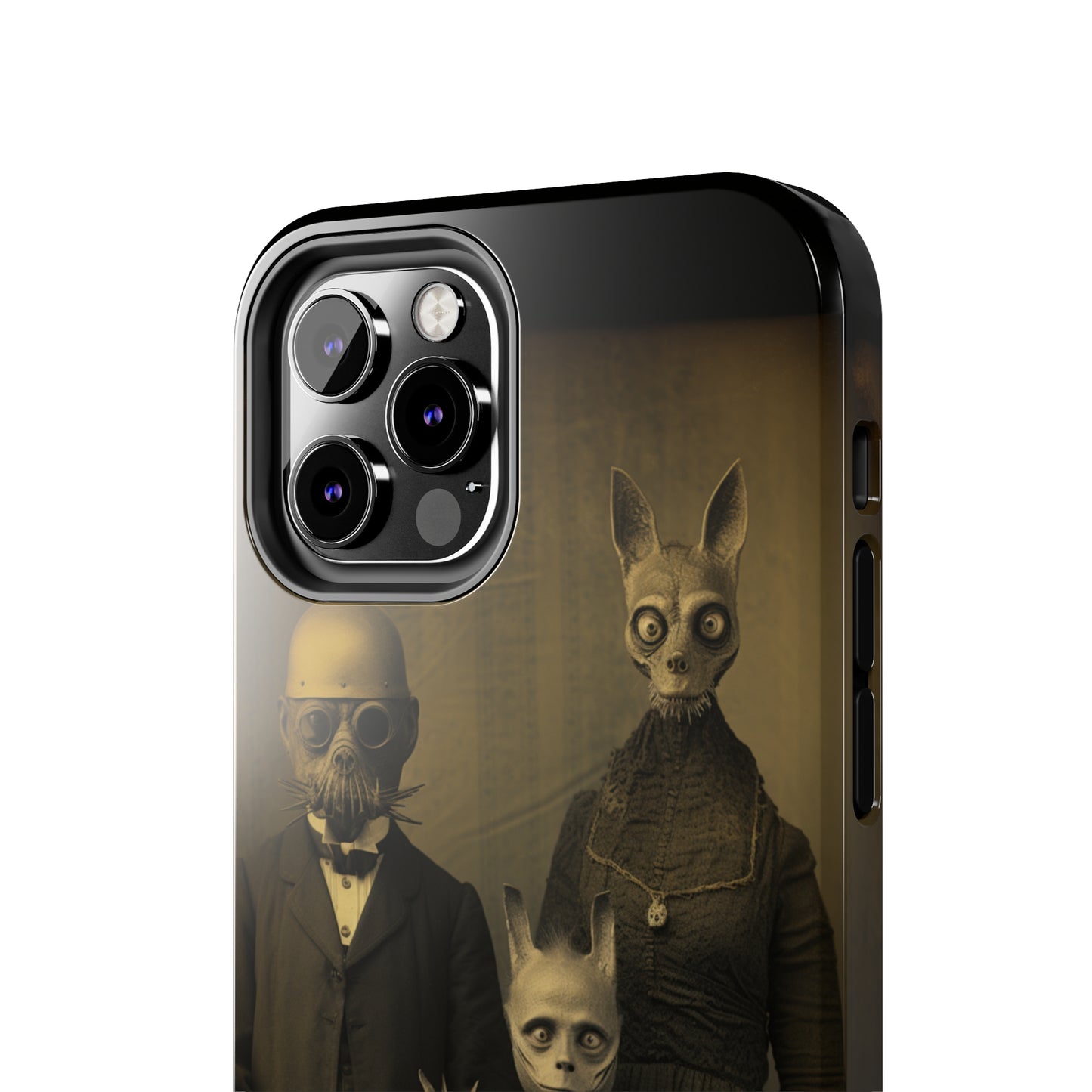 Introducing the "Vintage Odd Creatures" Cell Phone Case – Step into the Eerie Charm of a Haunting Family Portrait -Tough Phone Cases