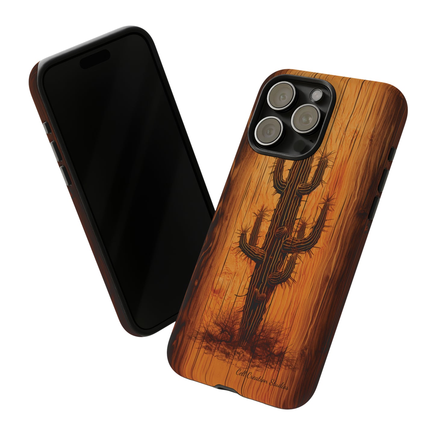 "Cactus Burnt Wood Phone Case" -Tough Cases